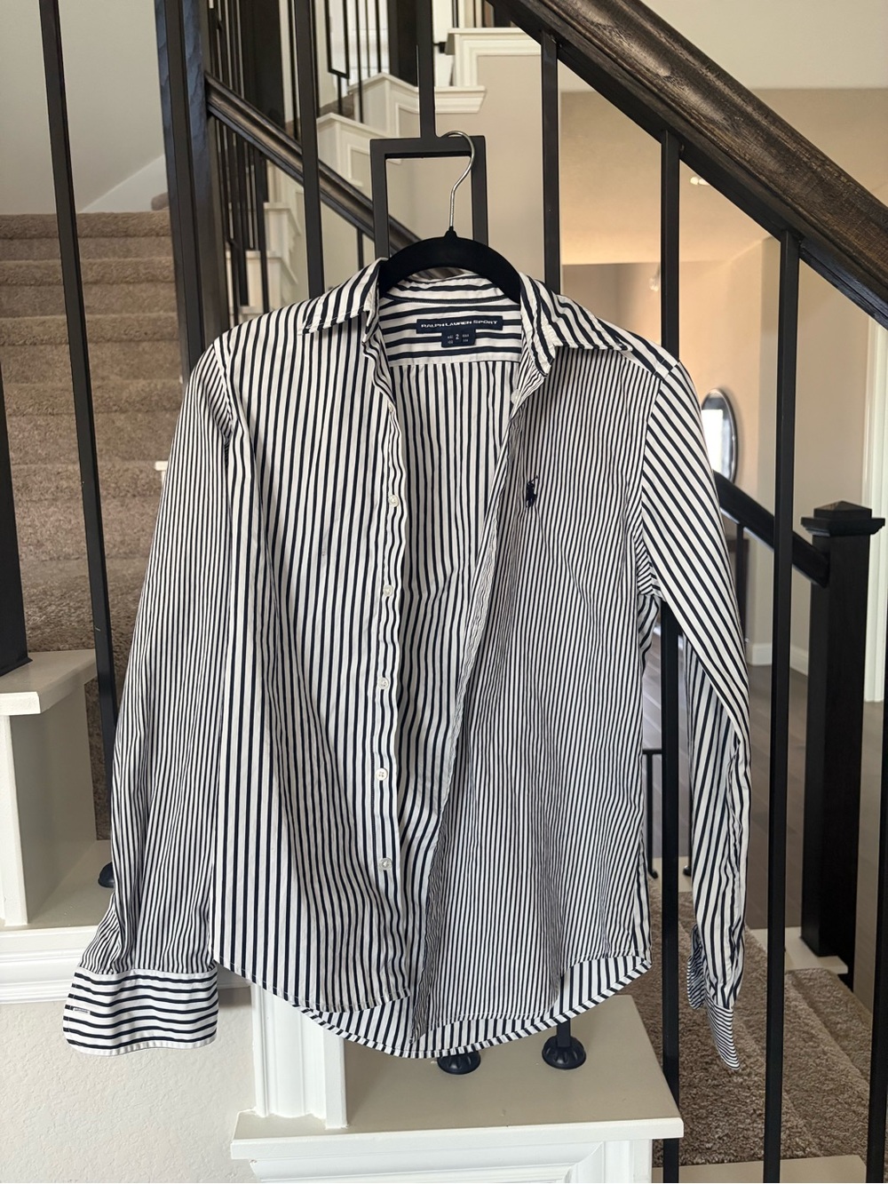 Ralph Lauren Black & White Vertical Stripe Button-Down Shirt